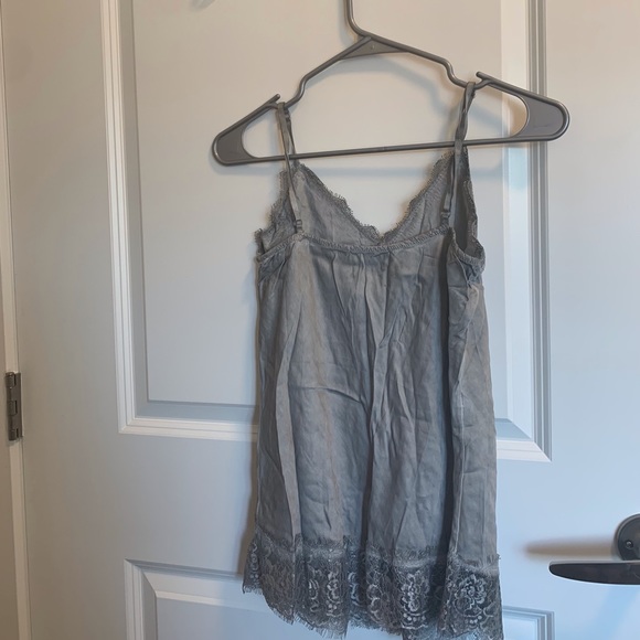 silver satin lace trim cami!! - Picture 2 of 3